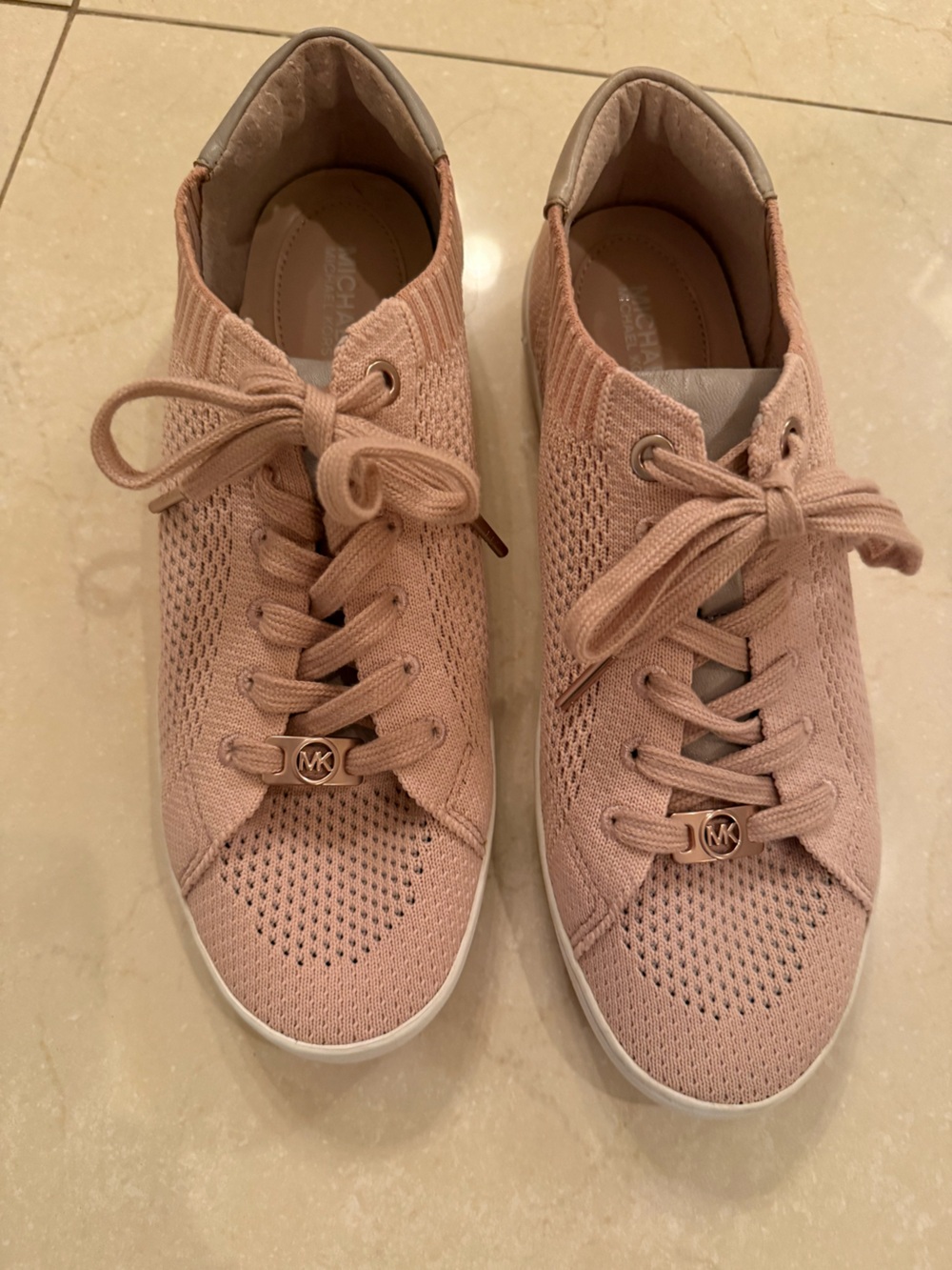 Michael Kors Blush Pink Knit Fashion Sneakers Size 8.5